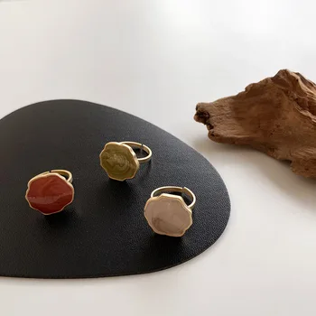 SRCOI Aukso Spalvos Metalo Nereguliarus Emalio Reguliuojamas Pirštų Žiedai Moterų Mados Korėja Retro įžanginis Pareiškimas, Dizaineris Žiedas