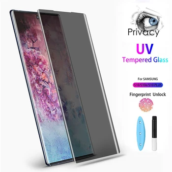 Stabdžių Peep Privacy Screen Protector for Samsung Galaxy S10 S20 S8 S9 plus Pastaba 8 9 10pro UV skysti klijai Matinis Grūdintas Stiklas filmas
