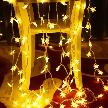 Star LED Lempos String 5M 30Led Šviesos Pasakų Girliandą Žibintų Mergina Kambariai Apdailos Atostogų, Gimtadienio, Vestuvių Užuolaidų Dekoro Žibintai