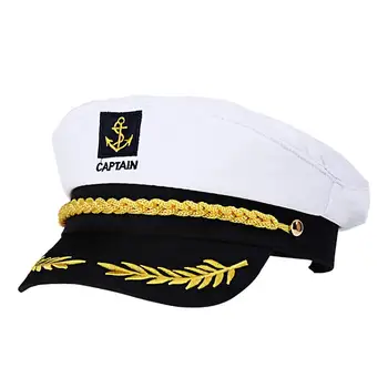 Suaugusiųjų Jachta Valtis Laivo Jūrininkas, Kapitonas Kostiumas Skrybėlę Bžūp Jūrų Laivyno Admirolas Išsiuvinėti Kapitono Dangtelis (Baltas)