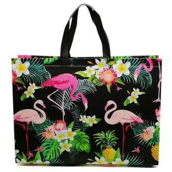 Sulankstomas Pirkinių Krepšys Kelionės Bakalėjos Dėklas Flamingas Gėlių Spausdinti Nešti Dėklas Aukštos Kokybės Eko Didelis Nešti Ne-Audiniai Krepšiai