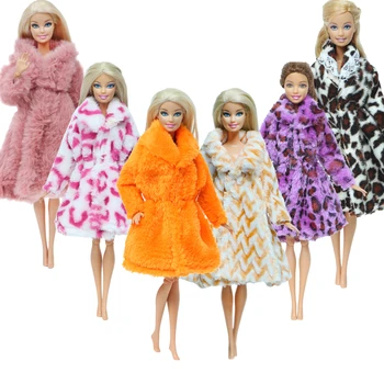 Sumaišykite Lėlės Kailis Žiemą Flanelė Kailis Pūkuotas Chalatas, Suknelė Drabužius Barbie Lėlės Žaislas 12 colių. Priedai Daug spalvų Apranga