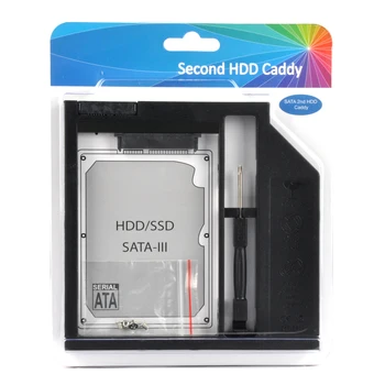 Sunvalley Prekės 9mm Plastiko 2nd HDD Caddy SATA 3.0 SSD HDD Atveju, Nešiojamas, 9/9.5 mm, DVD/CD-ROM Optibay Bay Su Bezel Skydelis