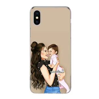 Super Baby mama Mergaitės tėtis Padengti Telefono dėklas Skirtas iPhone 11 12 Mini Pro 7 6 X 8 6S Plus XS MAX + XR 5S SE 10 Dešimt Meno TPU Coque 