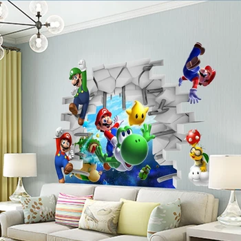 Super Mario Sienų Lipdukai Vaikų Kambario Dekoro Žaidimas Cartoon Gerbėjai Sienos Lipdukai Meno Vaikų Gimtadienio Dovana