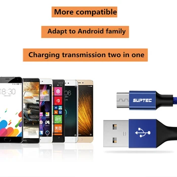SUPTEC Audinio Pynimo Micro USB Kabelis 3A Greitas Duomenų Sinchronizavimo Įkrovimo Kabelis Samsung 