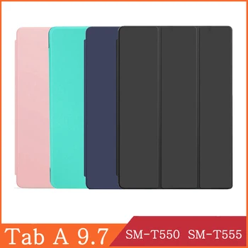 Tablet Case For Samsung Galaxy Tab 9.7 T550 T555 SM-T550 SM-T555 Apversti Stovėti PU Odos Smart Cover Atveju Raštas Funda