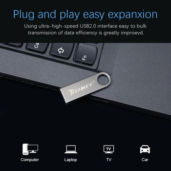 Techkey metalo USB flash Drive 16gb 32GB 64gb vandeniui usb флешка 128gb pendrive 2.0 portable usb stick PC Nemokamas pristatymas