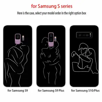 Telefono dėklas Minkštas gaubtas, Skirtas Samsung Galaxy S7 Krašto S8 S9 S10 S20 30 Plius Lite E Uitra Minimalistinės linijos, seksuali pora