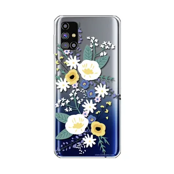 Telefono dėklas Samsung Galaxy M31s Fundas Apima Minkštas Silikoninis Telefono Coque dėl Samsung M31s M31 Spalvos Gėlės Etui Rubisafe M31
