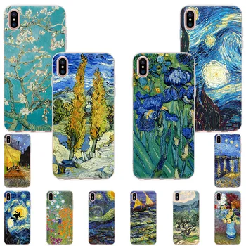 Telefono dėklas skirtas iphone 12 11 Pro XS Max X XR 7 8 6s Plius 12mini 5s SE2020 Van Gogh Naftos Žvaigždėtą naktį Silikono TPU Minkštas Galinį Dangtelį