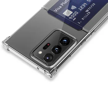 Telefono Dėklas, Skirtas Samsung Galaxy Note 10 Plius A51 A10 A20 A30 A50 A70 Crystal Clear Kortelės Lizdas Minkšto Silikono Padengti