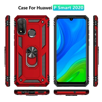 Telefoną Atveju Huawei Honor 10 Lite 8S 8A 20 9X Žaisti 4T P Smart Z Pro 2019 2020 Automobilio Šarvai atsparus smūgiams Piršto Žiedo Laikiklio Dangtelį