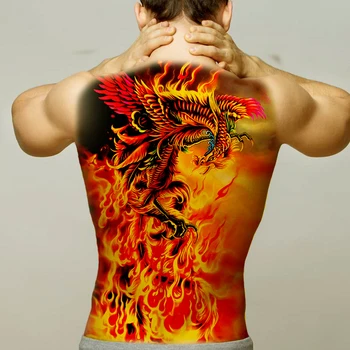Tempoary tatuiruotės padengti randai dideli tatuiruotė lipdukas vandeniui laikiną kūno tatuiruotės atgal mens berniukai seksualus lipdukai ugnies drakonas