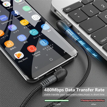 TIEGEM Micro USB Kabelis 2A Greito Įkrovimo Kabelis 90 Laipsnių Mobiliojo Telefono USB Įkroviklio Laidą 