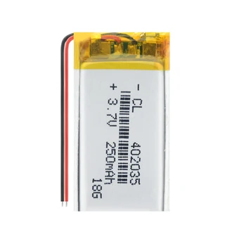 Tiekimo ličio baterija ličio polimerų Įkraunamą bateriją 402035 250 mah 3.7 V MP3 MP4 MP5 GPS PSP VIDURIO 