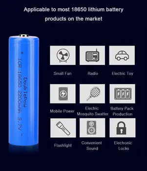 Tiesa, talpa naujas originalus Doublepow 18650 baterija 3.7 v, 2200mah 18650 įkraunama ličio baterija žibintuvėlio baterijos