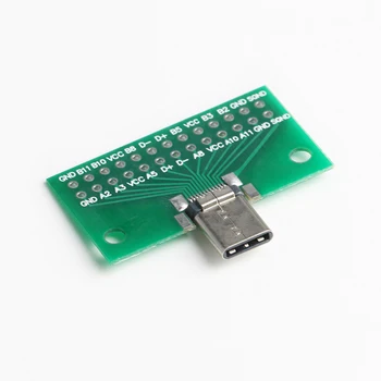 Tipas-C, Vyrų ir Moterų USB 3.1 Bandymo PCB Lenta, Adapteris C Tipo 24P 2.54 mm Jungties Lizdas Duomenų Eilutė Viela Perdavimas