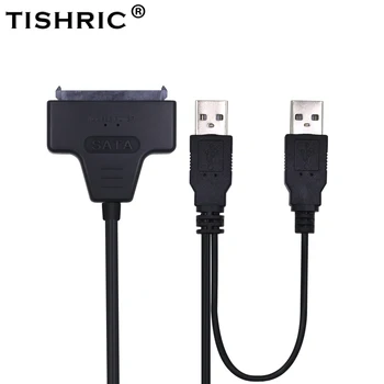 TISHRIC SATA USB 2.0 7 15 22pin Adapteris Kabeliai Išorinio Maitinimo 2,5