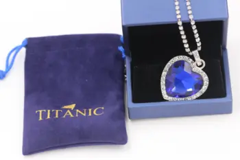 Titanikas Širdyje, Ocean blue širdies meilė amžinai pakabukas Karoliai + aksominis maišelis