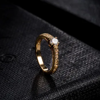 Titano, Nerūdijančio Plieno Žiedai, Moterų Ratą CZ bižuterijos Didmeninė Austrijos Kristalai Žiedai Aukso Spalvos Piršto viršaus qual