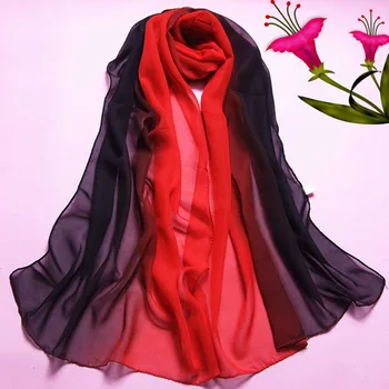 Top pardavimas! 1 VNT Lady šalikas moterims Gradientas vaivorykštės Spalvų Ilgai Wrap Moterų Šifono Skara Skara foulard femme hijab šalikas sandėlyje