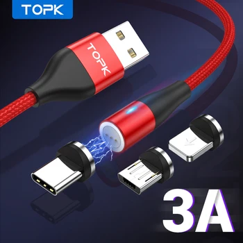 TOPK 1M Greitai Magnetinis Duomenų Kabelis, Mikro USB Kabelį, Tipas C Įkroviklio Įkrovimo Samsung 