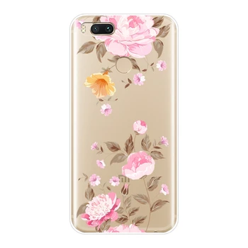 TPU atsparus Silikoninis Telefono dėklas, Skirtas Xiaomi MI A1 A2 LITE 8 SE Rose Flower Pink Gėlių Minkštas Galinio Dangtelio Xiaomi MI 5 5C 5S 5X 6X 6 Plius