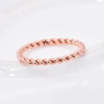 TRANKYTI aukštos kokybės 2,5 mm Mados Mažas Rose Aukso Spalvos Susukti Nerūdijančio Plieno Moterų Vestuves Žiedas papuošalai