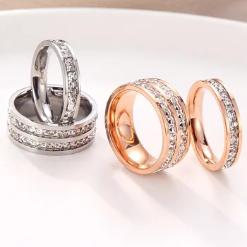 TRANKYTI Merginos Geometrinis Žiedas Užpildyti & Rose Aukso Žiedas Žada Vestuvių, Sužadėtuvių Žiedai Moterims Geriausių Dovanų