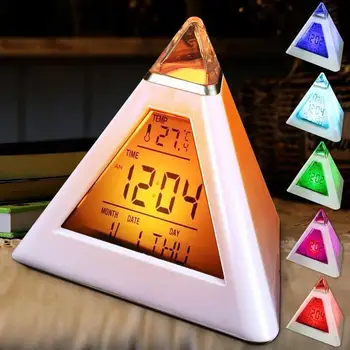 Triangled 7 Spalvų LED Temperatūros Savaitę Ekranas Skaitmeninis Laikrodis-Žadintuvas Namų Dekoro Laikas ir Kalendorius Šviesos Spalvinga žadintuvai