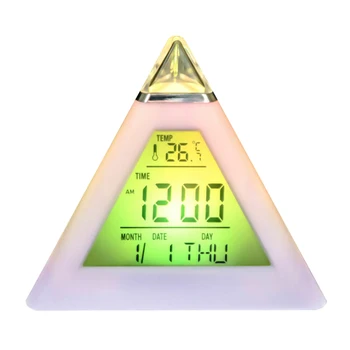 Triangled 7 Spalvų LED Temperatūros Savaitę Ekranas Skaitmeninis Laikrodis-Žadintuvas Namų Dekoro Laikas ir Kalendorius Šviesos Spalvinga žadintuvai