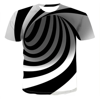 Trimatis grafikos marškinėliai atsitiktinis grotelės viršūnes 3D vyriški T-shirt vasaros marškinėliai vyriški O-kaklo marškinėliai plius dydis streetwear