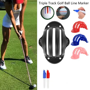 Triple Track Golf Ball Linijos Žymeklis Parkeris, Šablono Suderinimas Ženklų Įrankis Išleisti Padėties Nustatymo Aids Lauko Golfo Mokymo Priedai
