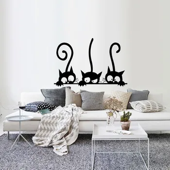 Trys Juokingi Kačių, Gyvūnų Siena Lipdukas Namų apyvokos Kambarys PVC Langą Lipdukai Freskos 