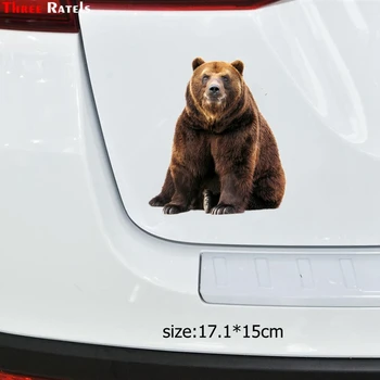 Trys Ratels TZ-1528#17.1*15 cm, rudasis lokys, automobilių lipdukai spalvinga juokingas auto lipdukai lipdukas