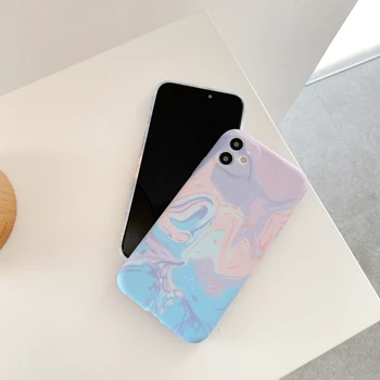 TRŪKSTA Meno Aliejaus tapybai Marmuro Tekstūros Telefono dėklas Skirtas iPhone 11Pro Max XR X XS 7 8Plus 12 Pro Spalvingų Grafiti Silicio Galinį Dangtelį