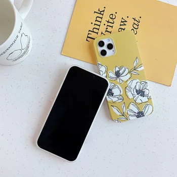TRŪKSTA Retro Spalvinga Gėlių Telefono dėklas Skirtas iphone 12 Pro Max X 7 8 Plius 11 11Pro Max mini Lapų Matinis Minkštas Meno gėlių Galinį Dangtelį