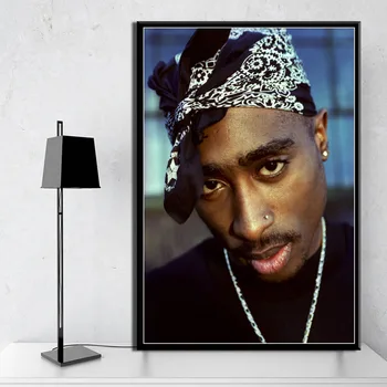 Tupac Shakur 2PAC Outlaw Rap Muzikos Reperis Star Hip-Hop Meno Tapybos Šilko, Drobės, Sienos Plakatas Namų Dekoro