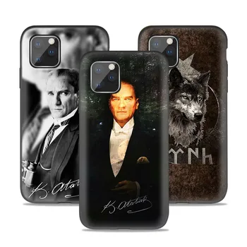 Turkija Mustafa Kemal Ataturk Atveju iPhone, 11 Pro XS Max XR X 10 7 8 6 6S + Plius 5S 5 SE 7S Juodas Silikoninis Telefono Coque Korpusai