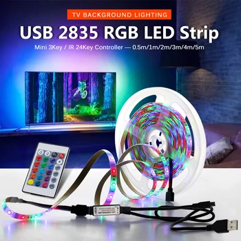 TV RGB LED Juostelės 2835 SMD 5V USB Šviesos Lanksti Apšvietimas 0.5 M 1M 2M 3M 4M 5M Virtuvės Spinta Naktį Juosta su Nuotolinio