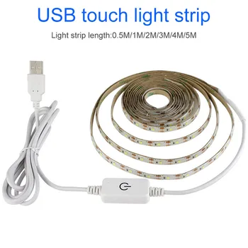 TV USB led juosta atspari vandeniui balta/Šiltai makiažo veidrodėliai šviesos 5V smd2835 su Tamsos touch jungiklis mergina odininkas spinta žibintai