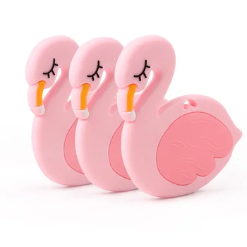 TYRY. HU 1pc Maisto Klasės Pelėda Flamingo Gyvūnų, Kabamųjų Silikono Granulių Kūdikiui Kramtyti Karoliai Slaugos BPA Free 