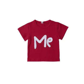 Tėvas&Mama&Baby T-shirt 2019 m. Vasarą Šeima Atitikimo Komplektus Tėvų-vaikų Raudona Raidė, Print T-marškinėliai trumpomis Rankovėmis Megztinis Viršūnės