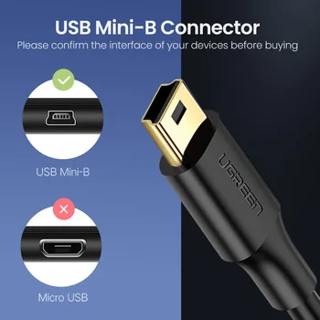Ugreen Mini USB Laidas, Mini USB į USB Greitas Įkroviklis Duomenų Kabelis mobiliųjų Telefoną, MP3, MP4 Grotuvas, Skaitmeninis Fotoaparatas HDD Mini USB