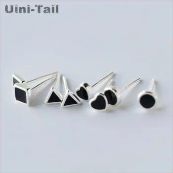 Uini-Uodega klasikinis 925 sterlingas sidabro geometrinis juoda auskarai korėjos versija hipster auskarai asmenybės mados GN366