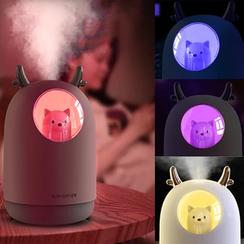 Ultragarsinis Oro Drėkintuvas 300ml Žavinga Naminių gyvūnų Ultragarso šalto Rūko Aromatas Oro Aliejus Difuzoriaus Nano Purškimo Romantiškų Spalvų LED Lempos