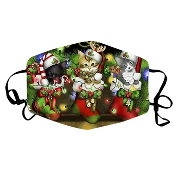 Unisex Mados Kalėdų Cute Kačių, Spausdinimo Kaukė Kolonėlė Plaunama Veido Kaukė Su Filtru Vėjo Kvėpuojantis Kaukė 917
