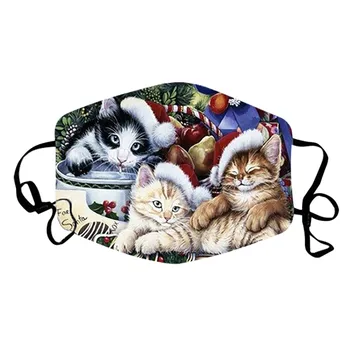 Unisex Mados Kalėdų Cute Kačių, Spausdinimo Kaukė Kolonėlė Plaunama Veido Kaukė Su Filtru Vėjo Kvėpuojantis Kaukė 917