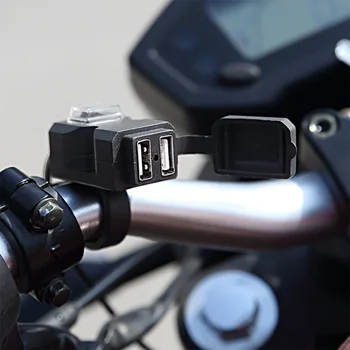 Universali Vandeniui 12V-24V Motociklas Motociklo Rankenos Dual USB Lizdas, Splitter Įkroviklio Maitinimo Adapteris Mobilaus Telefono